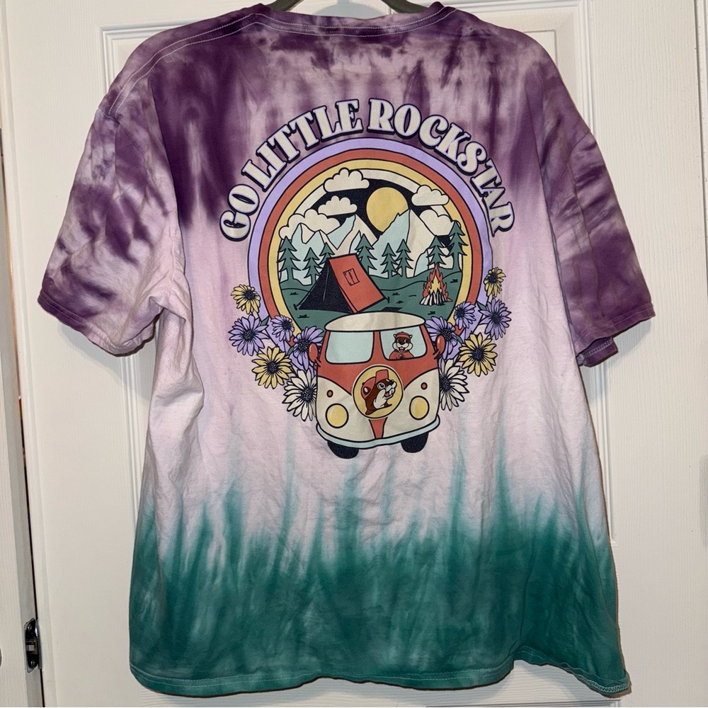 Buc-Eee’s Purple and Green Tie-Dye Graphic Tee